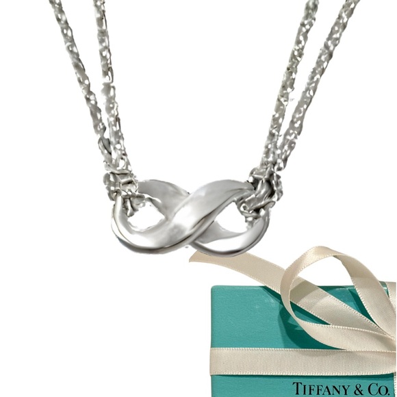 TIFFANY & CO. | Infinity Double Chain Necklace Sterling Silver | Great Condition - Picture 2 of 5